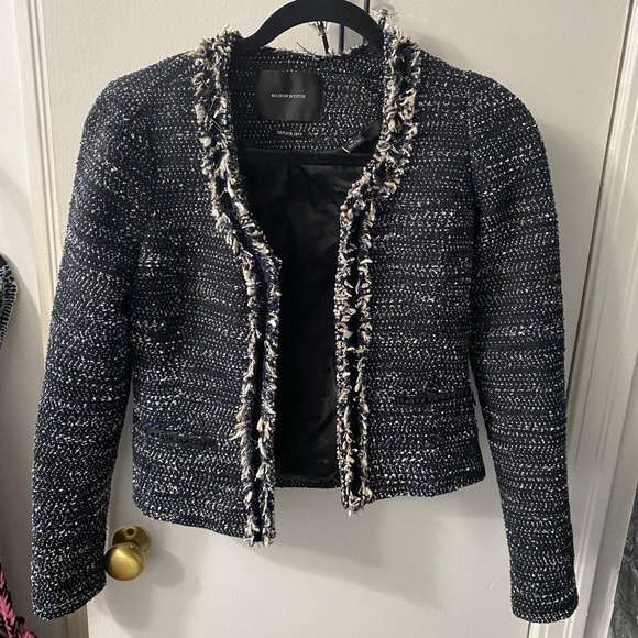 Maison Scotch Women's Tweed Embellished Blazer Jacket Petite - Picture 1 of 4